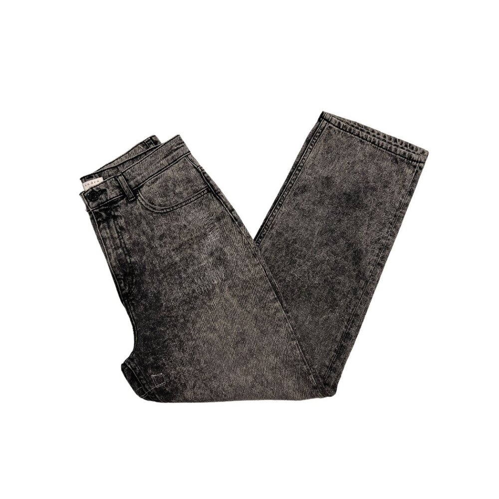 NWOT Sandro Lone Acid Washed Straight Leg Jeans Distressed Black Size 10…